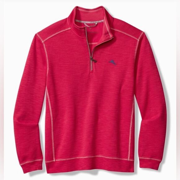 Tommy Bahama Other - Tommy Bahama Tobago Bay RELAX deep orange/lt orange seam stitching 1/4 zip. Med